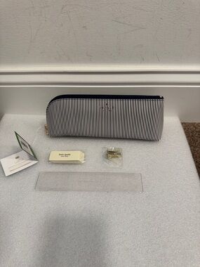 kate spade seersucker stripe pencil case eraser sharpener ruler NWT